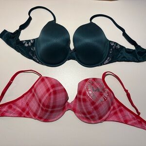 Victoria's Secret Green Bra and Pink-Red by La Senza 38D